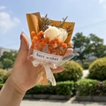 Handheld mini bouquet with white soap rose and orange dried flowers for Mother's Day gift - Champagne Rose