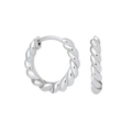 Minimalist silver twisted rope hoop earrings for women in a professional studio shot - Silver Textured Earring