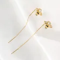 Elegant gold bee threader earrings with zircon wings and long tassel chain for women - Gold