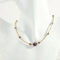 Close-up of lapis and amazonite beaded necklace with purple stone on mannequin - Amethyst (NE1991)