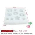 Silikonform mit Herz und Stern für DIY Kuchendekoration und Kerzen, 68x68mm Größe - Quadratische Herz Stern Silikonform LZ-367