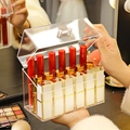 Staubdichte Lippenstift-Aufbewahrungsbox aus klarem Acryl mit Deckel und mehreren Fächern - 18 Fächer mit Griff und Deckel
