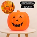 Voice-activated light-up Halloween pumpkin lantern in orange plastic, size 30x26cm - 30*26cm / Sound Activated