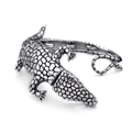 Bracelet crocodile hip-hop rétro en acier inoxydable avec écailles argentées détaillées - Style Crocodile (KB29977-D)
