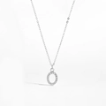 Elegant S925 silver necklace featuring a sparkling oval pendant with micro-set zircons - 925 Silver / Letter O