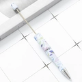 DIY plastic beaded pen with a soft lavender and green floral leaf pattern and silver trim - Lavender and Green Leaves (27)