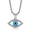 Hip hop gold plated stainless steel devil eye pendant necklace with twist chain - Pendant Only (Without Chain) - Steel Color