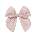 Pale pink 4.5 inch bow hair clip for girls with natural linen fabric texture on white base - Dried Rose (2832-100)
