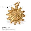 18K gold plated stainless steel sun face pendant necklace weighing 2.7g with 22.2mm diameter - Anthropomorphic Sun Face Style (PJ543G)