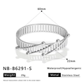 Detail view of hollow geometric bangle with product dimensions and material specs - Wide Hollow Style (NB-B6291-S)