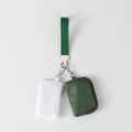Portable mini wrist bag set in white and dark green with durable nylon fabric and metal clips - Dark Green & White