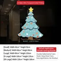 Golden Christmas tree window static sticker size chart from 40cm up to 160cm - Snowy Christmas Tree / Small