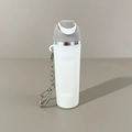White silicone tumbler keychain accessory with metal ring for lip balm and backpacks - 03 Gray & White