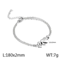 Pulsera clásica de doble capa con corazón en acero inoxidable plateado 180mm - Pulsera (KB138432-Z) / 180x2mm / Color Acero