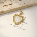 Golden heart pendant with white shell and angel engraving, weight 4.3g, size 2.4cm - Heart Peace Dove (White Shell)