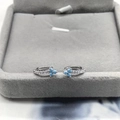 S925 sterling silver geometric flower hoop earrings with blue stone and clear zircon - Silver / Turquoise Blue Zircon