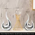 Modern black and white ceramic swan sculptures with golden glass stand home decor - Phoenix Flight White Silver Set With Waist Glass Ball Ornament
