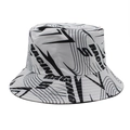 Cappello alla pescatora bianco stile street con testo RACING nero e grafiche dinamiche - M (56-59cm) / Stampa Racing Bianca (01)