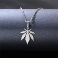Silver stainless steel maple leaf pendant necklace with elegant metal link chain - Maple Leaf