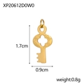 Macro view of a 1.7cm golden stainless steel key pendant with LOVE engraving detail - Gold LOVE Key