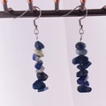 Lapis lazuli and white natural stone beaded dangle earrings with silver metal hooks - Lapis Lazuli