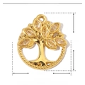 Macro shot of gold life tree pendant with glass stone showing dimensions and weight - Gold Tree Of Life - With Glass Stone (YE597)