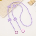 Purple beaded crossbody phone strap with bow accents and metal spring buckles 120cm - Beaded Crossbody / 120cm / Purple