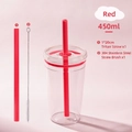 450ml red Tritan straw cup with 20cm straw and 304 stainless steel cleaning brush - 450ml / Red