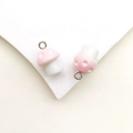 Cute pink resin mushroom pendant with white spots and silver ring for DIY keychain jewelry - Pink Resin Mushroom (17194) / 1 Piece/Pack (11x17mm) / Pink