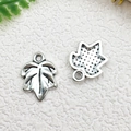 Antique silver leaf alloy pendant with detailed veins for DIY jewelry making - Leaf Shape (11x15mm)
