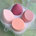 Set de 4 esponjas de maquillaje suaves rosa y naranja en caja de plástico transparente - Mousse de Fresa Juego de 4