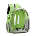 Green transparent space capsule pet backpack for cats with breathable holes and mesh pocket - Side-open Fluorescent Green Panoramic