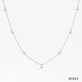 Elegant necklace with seven pear-cut clear zircon stones on a fine silver chain - Silver Plated White Zirconia Necklace(D1215)