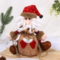 Christmas Santa Claus linen gift bag with red polka dot hat and drawstring closure - Burlap Sitting Drawstring Santa Claus