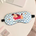 Cute blue checkered dog sleep mask with cooling gel pad, size 19x9cm, weight 80g - Blue Hat Dog