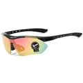 Outdoor sports cycling sunglasses with black frame and pink-yellow-green gradient lens - Black Frame Gradient Lens