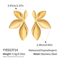 Detailed dimensions of gold stainless steel petal earrings with waterproof specs - Golden Leaf Style (YYE023714)