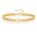 Gouden Cubaanse schakelarmband met letter O hanger en kreeftensluiting voor dames en heren - Goud D