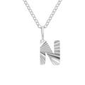 Minimalist silver-colored titanium steel necklace featuring a textured initial N pendant. - Letter N / Steel