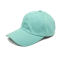 Close-up of mint green cotton baseball cap with six-panel design and curved brim detail - M (56-58cm) / Lake Blue