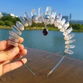 Detalle de corona de sirena de cristal con estrellas de mar y colgante de gota púrpura - Sol+Estrella de Mar Concha+Colgante Púrpura Oscuro