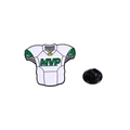 MVP jersey sports enamel pin with green and yellow accents and rubber back - White MVP Jersey Style (C2554-2)
