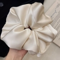Oversized cream white satin scrunchie with a silky texture for elegant hairstyles - Oversized / Beige (Satin)