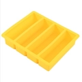 Yellow silicone ice tray mold with four long bar compartments for cocktails - 4-Long Strip (No Lid) Yellow