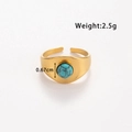 Verstellbarer goldener Edelstahlring mit zentraler Türkis-Einlage im Vintage-Stil - TR164-Schmal Türkis