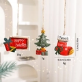 Three-piece Christmas iron hanging set with Santa and snowman motifs on hemp ropes - Set 3 (Sock/Tree/Sign 3-Piece Set)