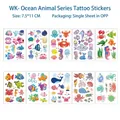 Set of 10 waterproof glitter ocean animal temporary tattoos for kids with shark and crab designs - Ocean Animal Set