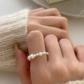 Minimalist S925 sterling silver ring with beaded design and elegant pearl accents - J3403 Pearl Silver Bead