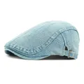 Light blue denim ivy cap with unique textured weave and adjustable metal buckle back - Adjustable / Light Blue