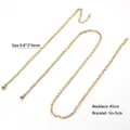 Ensemble de bijoux en acier doré à maillons incluant collier 45cm et bracelet 16+5cm - Bracelet